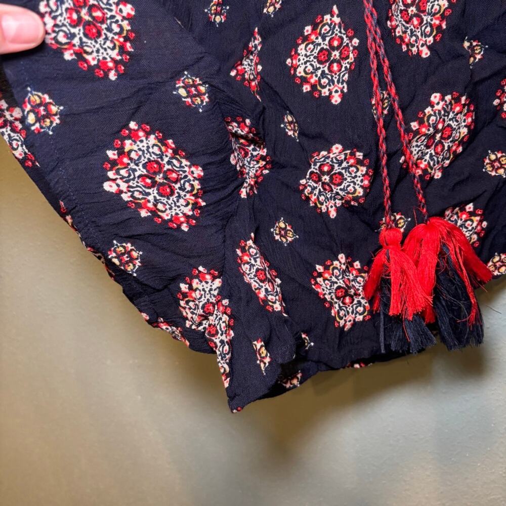 Women's Braeve Navy Red Patterned Off Shoulder Romper Size S - Picture 3 of 10